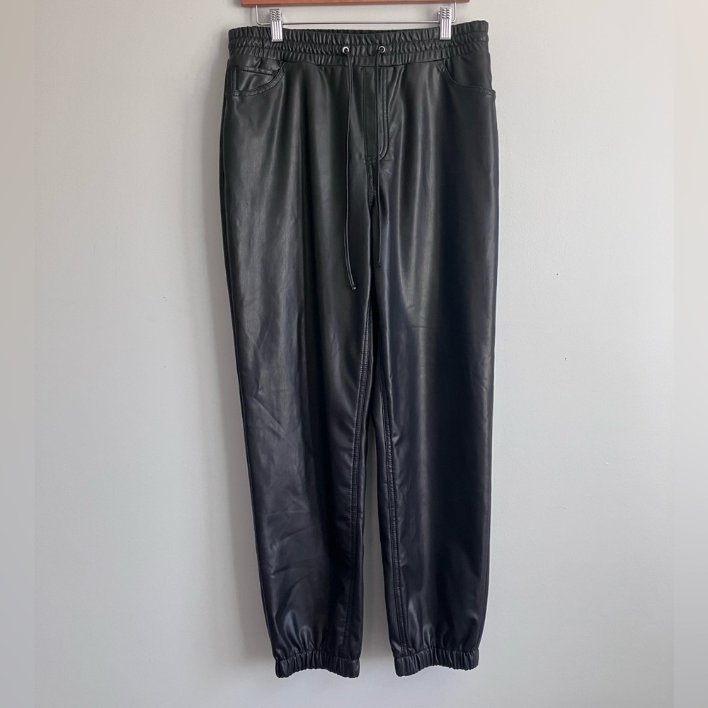 EXPRESS Faux Leather Black High Rise Jogger Pants Size M